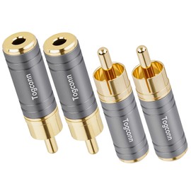 RCA to 3.5mm 1/8 Inch Audio Adapter 4 Pack, RCA (Male) Plug to 2-Pole 3.5mm 1/8" TS Mono (Female) Jack Converter Connector Gold-Plated Plugs & (Aluminum Shell) for Headphones, Speakers and More