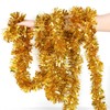 KIMOBER 33 Ft Christmas Tinsel Garland, Golden Metallic Garland for