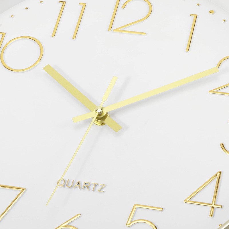 Foxtop Gold Wall Clock 12 Inch Silent Non-Ticking Battery Operated