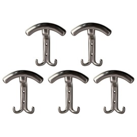 Gedotec Carina Coat Hooks Stainless Steel Curved Coat Hooks 140 x 19 mm Universal Wall Hooks for Screwing Wall Hooks Pack of 5 Wall Coat Hooks with Mounting Material