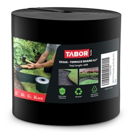 TABOR TOOLS 20 Ft Terrace Board, 5 Inch High, 0.1" Inch Thickness, Landscape Edging Coil, Grass Barrier, Bender Board, Garden Liner, ES30. (Black)