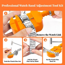 SIXCOLORS Watch Link Removal Kit, Professional Watch Repair Tool Kit for Straps, Watch Strap Removal Tool, Suitable for Strap Removal, Replacement