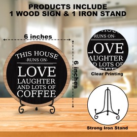 a06 Coffee Bar Decor & Accessories - Round Wood Sign, Home Office & Kitchen Decor - Gifts For Coffee Lovers