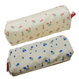 Lopenel 2 PCS Cute Pencil Case Floral Pencil Pouch Bag Floral Pen Holder Storage Cosmetic Makeup Bag for Women At Home (2 Soft Cotton)