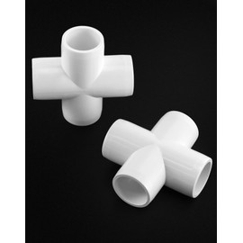 QWORK 4 Way 1/2" Cross PVC Fitting - 10 Pack Connector, Furniture Grade, For Building Furniture and PVC Structures, White