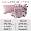 Dobuyly Pink Floral Comforter Set Queen 7 Piece Bed in