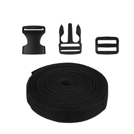 11 Yards Nylon Heavy Webbing Straps, 20 Sets Flat Side Release Buckles and Tri-Glide Slides for Backpack Webbing Tape Repairing DIY Luggage Strap Pet Collar(1 Inch Wide)