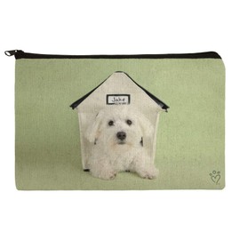 Bichon Frise Maltese Puppy Dog in House Pencil Pen Organizer Zipper Pouch Case