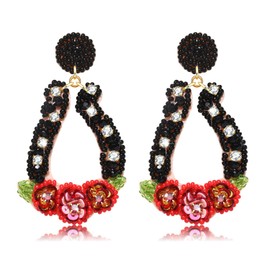 NVENF Beaded Earrings Derby Riding Suit Dangle Earrings Kentucky Derby Race Day Earrings Horse Racing Fan Jewelry Horse Racing Accessories (Horseshoe B)