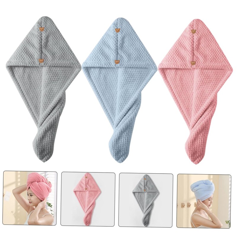 WOONEKY Blow Dry Hair Cap Microfiber Silk Bonnet 3pcs Hair