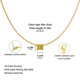 Darenli 14K Gold Plated Oval Pendant Necklace for Women – Lucky LuLuTong Style with Cubic Zirconia, Hypoallergenic, Elegant Jewelry Gift