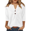 Dimur Womens Tops 3/4 Sleeve Summer V Neck Button Down