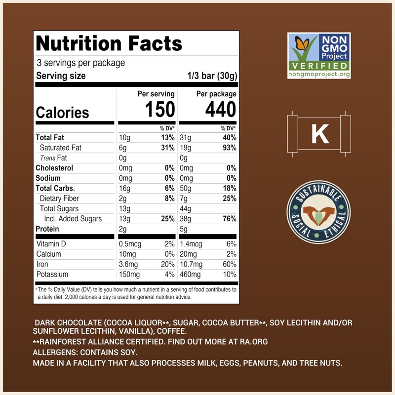 Chocolove Coffee Crunch Dark Chocolate Bars | 55% Cocoa |