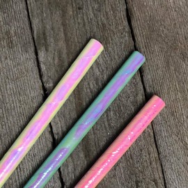 Iridescent Paper Straws - Pink Blue Green White - 7.75 Inches - 75 Pack