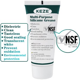 KEZE Food Grade Silicone Grease for Plumber Faucet Pool Lube O Rings Lubricant 1 oz 2-Pack with Brush