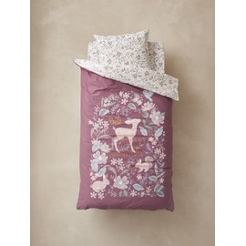 VERTBAUDET Children's Bed Linen Set, Wonderland, Plum, 140 x 200 cm, Cushion 50 x 75 cm