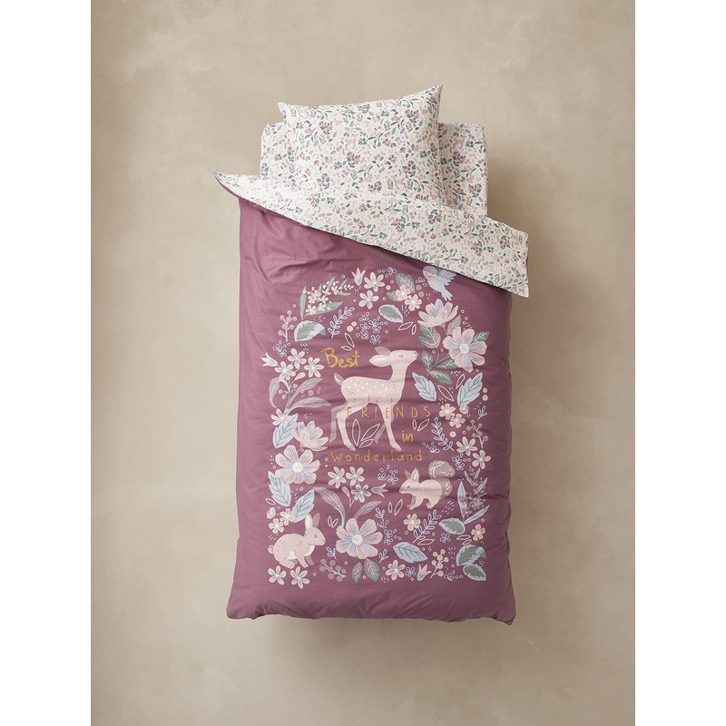 VERTBAUDET Children's Bed Linen Set, Wonderland, Plum, 140 x 200
