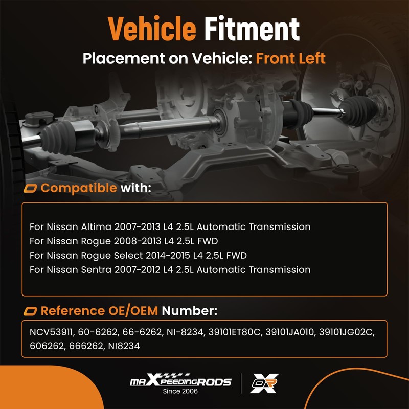 Front Left CV Axle Shaft Assembly for Nissan Altima