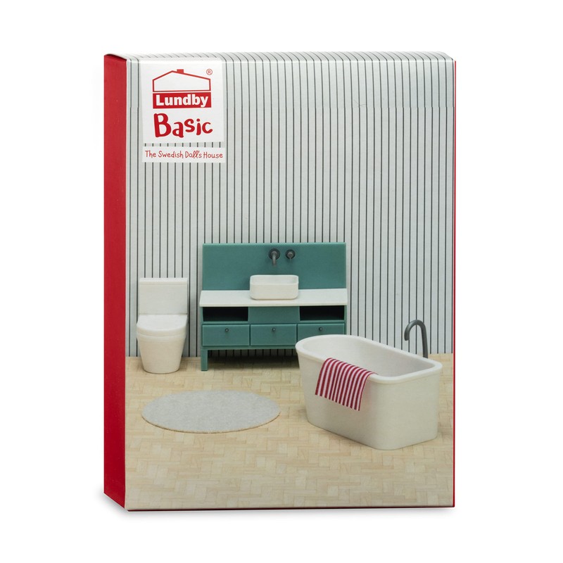 LUNDBY Dolls House Furniture Bathroom Set — Freestanding Bath +
