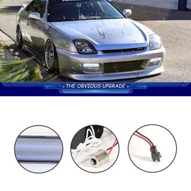 TurningMax For 1997 1998 1999 2000 2001 Honda Prelude Euro SH VTEC Front Bumper Inner Turn Signal Lights Clear Lens Amber/White LED 33351S30003; 33301S30003, HO2530123; HO2531123