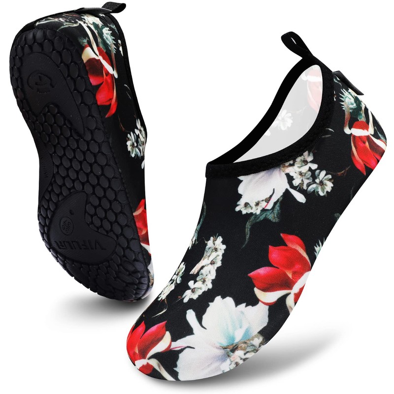 VIFUUR Water Sports Unisex Shoes Black Flower - 7.5-8.5 W