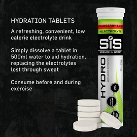 Science in Sport Science In Sport Hydro Hydration Tablets, Gluten-Free, Zero Sugar, Strawberry and Lime Flavour Plus Electrolytes, 20 Effervescent Tablets per Bottle (3 Bottles)