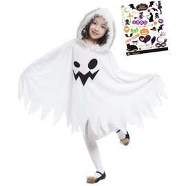 Madrugada S442 Mysterious White Ghost Halloween with Tattoo Stickers, Set of 2, Kids Costume, Unisex (L(47.2 - 51.2 inches (120 - 130 cm))