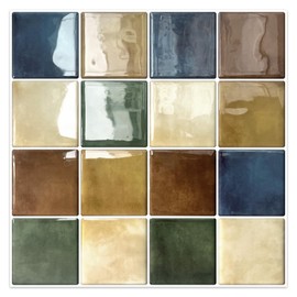 DEWOO Colorful Peel and Stick Backsplash Tiles Kitchen Bathroom Square Self Adhesive Wall Tile Checkerboard Checkered Stickers,Multicolor (10-Sheet, 12"×12")