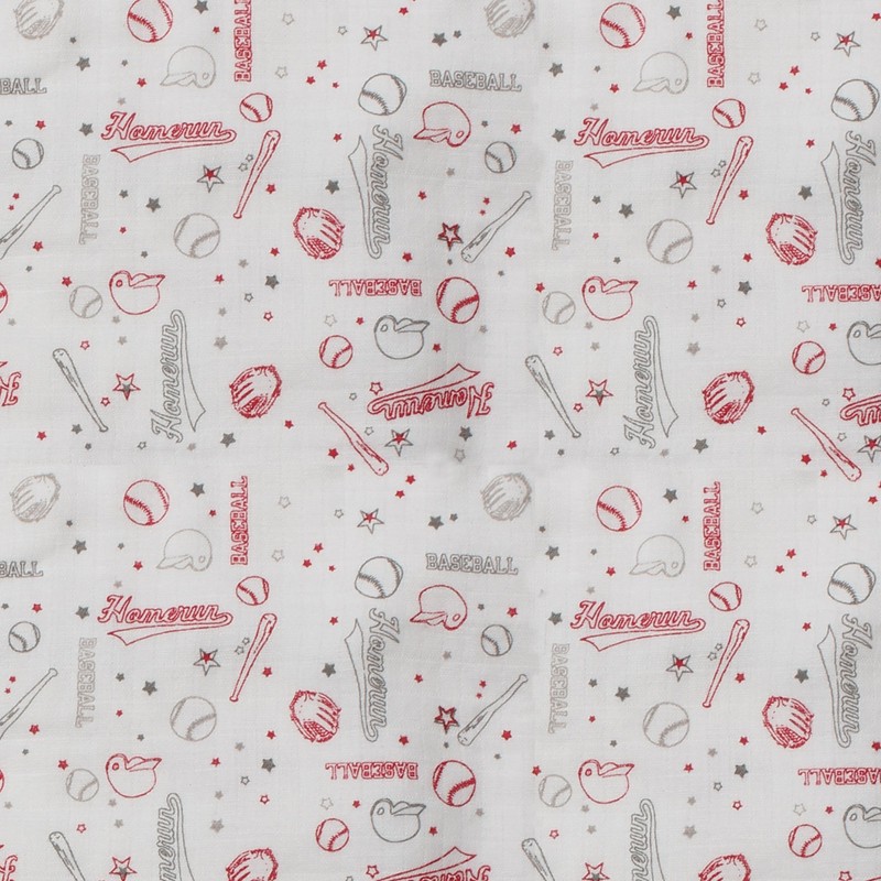 Bacati Muslin 2 Piece Security Blankets, Baseball/Red/Grey