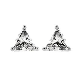 Triangle Shape Trillion Cut CZ Basket Set Sterling Silver Stud Earrings 5mm