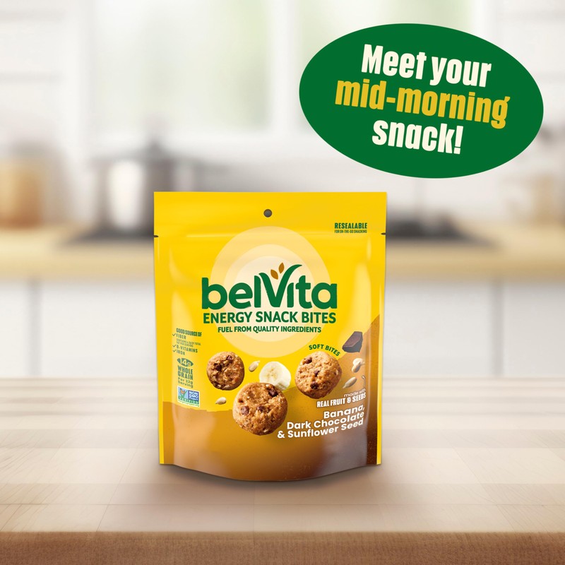 belVita Energy Snack Bites, Banana, Dark Chocolate and Sunflower Seed,