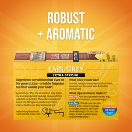 Twinings Earl Grey Extra Strong Black Tea Individually Wrapped Bags, 20 Count (Pack of 6), Flavoured with Citrus and Bergamot, Caffeinated, Enjoy Hot or Iced, 120 Teabags