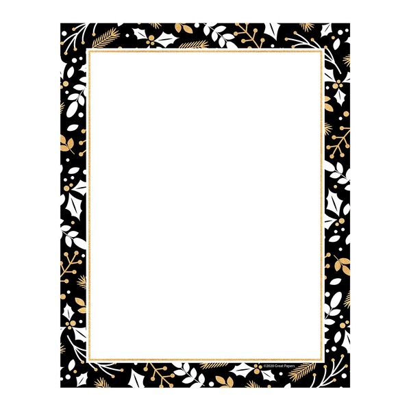 Great Papers! Black And Faux Gold Holiday Letterhead / 80 Sheets 8.5" x 11" Elegant & Chic Christmas Paper