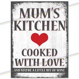 Mum's Kitchen Bar Accessories Bundle Metal Home Pub Outdoor Garden Wall Plaque Man Cave Gift Retro Vintage Memorabilia Sign 27cm x 18cm
