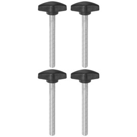 Sourcing Map 4pcs Tee Wing Thumb Screws M8 x 65mm Standard Male Thread Plastic T Knobs Handles Hand Clamping Knobs Grip Thumbscrew, Black