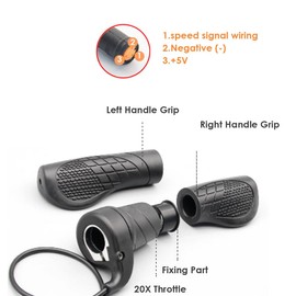 Waterproof Half Twist Throttle Handle for Bafang BBS01B, BBS02B, BBS-HD, 3 Pin Female Connector Throttle for Electric, Non-Slip Rubber Right Handle Modified Thumb Throttle