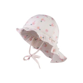 Sterntaler Sun Hat Daisy Muslin with Tie and Neck Protection – Peaked Cap Baby Lined with Batiste (Organic) – Cotton Muslin Sun Hat with Size Adjustment Band, ecru