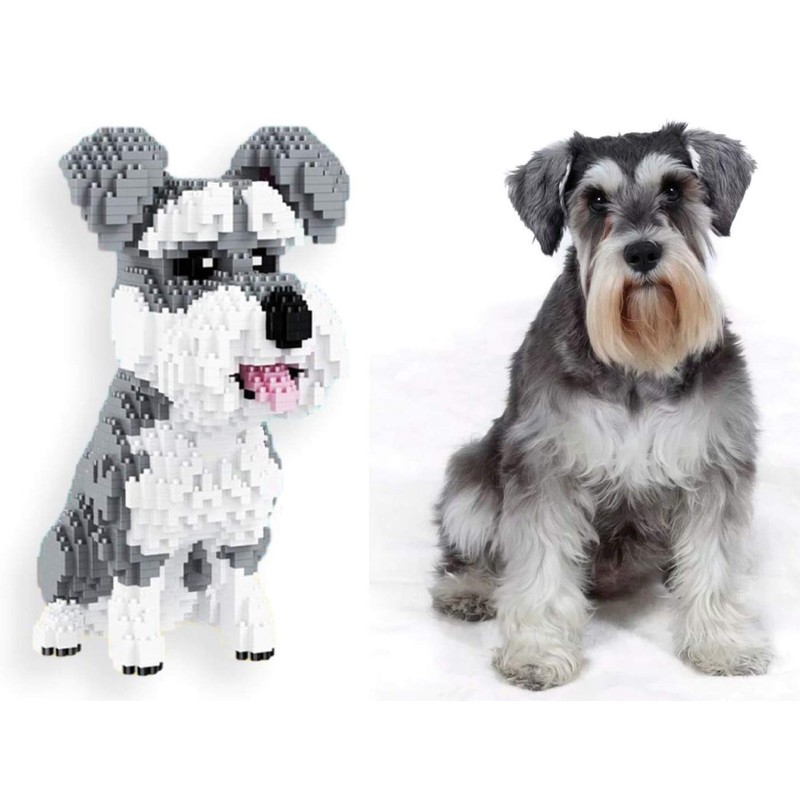 Schnauzer dog. Figure to assemble with nanoblocks. 2100 pieces.