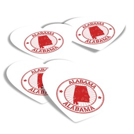 Vinyl Heart Stickers (Set of 4) - Alabama USA Stamp America Fun Decals for Laptops,Tablets,Luggage,Scrap Booking,Fridges #9287