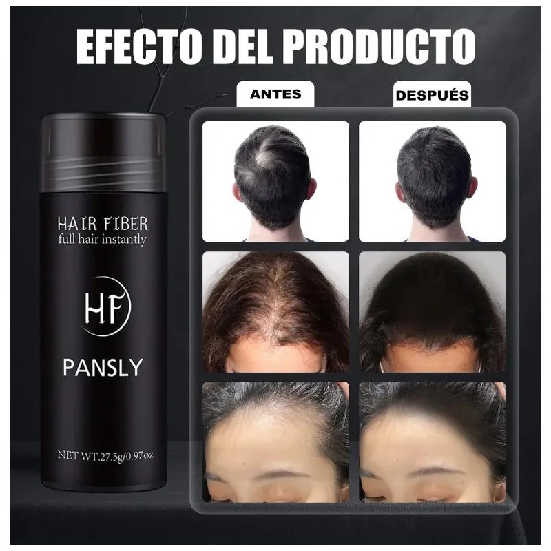 Polvo De Fibra Capilar Negro Cubre Raíz De Cabello Calvicie