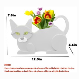 strolfay White Cat Planter Plant Pots,Cute Garden Cat Flower Planter,Cat Planters Birthday Gifts for Women,Office,Indoor/Outdoor Decor（12.5 * 5.6 * 7.8in）