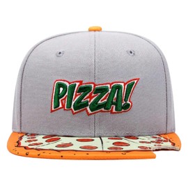 Sproutsy PIZZA Men's Baseball Cap, Hat, Flat Visor, Funny, Unisex, Bitten Pizza, gray