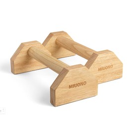 MIUONO Parallettes Push Up Bar, Oak Wood Calisthenics Equipment for Home Gym with Non-Slip Base, Handstand Trainer Push Up Handles for Floor Dip Workout and Strength Training