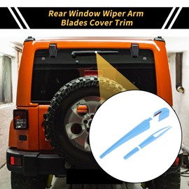 REPAIROCK 1 Set Rear Window Wiper Arm Blades Cover Trim for Jeep Wrangler JL JLU 18-24 Rear Windshield Wiper Arm Blades Cover Trim ABS Light Blue