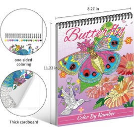 OSIMIG Adult Colouring Books Set - Colour by Numbers for Adults, 3 Colouring Books for Flower, Butterfly, Animal, Colouring Books for Adults to Relax and Relieve Anxiety, 60 Patterns Top Spiral Bound