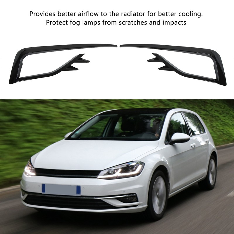 Pair Front Fog Light Lamp Eyebrow Trim Glossy Black for