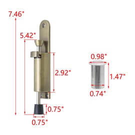 MY MIRONEY Antique Bronze Kickdown Door Stopper Spring Loaded Foot Pedal Door Stop Heavy Duty Telescopic Step On/Off Door Stopper Door Bolt Lock with Rubber Tip