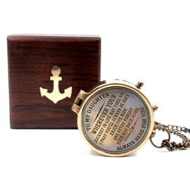 Brass to My Daughter, Graduation Day Gifts for Daughter - Daughter Birthday Gifts - Confirmation Gifts for Daughter - Camping Compass Engraved with Gift Compass with Wooden case.