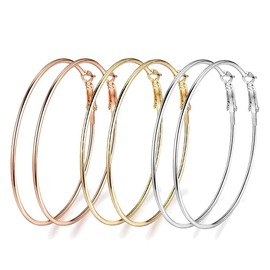 14K Gold Plated Hoops Earrings for Women Large Open Dainty Earrings Set for Women Girls Geometric Hoop Earring Hypoallergenic Earrings for Women Girls Sensitive Ears 40mm