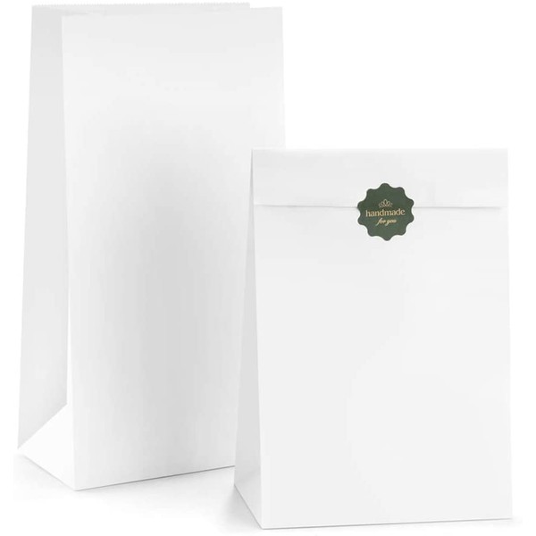 BagDream Paper Lunch Bags 12lb 50Pcs Kraft White Paper Bags, Bread Bags Paper Snack Bags 7x4.5x13.75 Inches Sack Lunch Bags